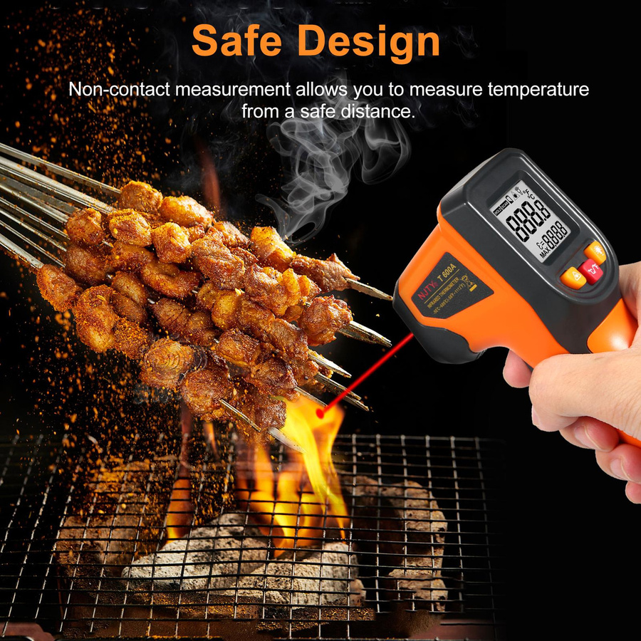 NJTY Infrarot-Thermometer T600A digitale Temperaturpistole berührungslos, Orange - Bild 7