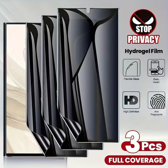 3er-Pack Samsung Galaxy Anti-Spy Sichtschutz-Hydrogel-Displayschutzfolie für S20 S21 S22 S23 FE S24 S25 S26 und Note 10 Plus 20 Ultra - Bild 1