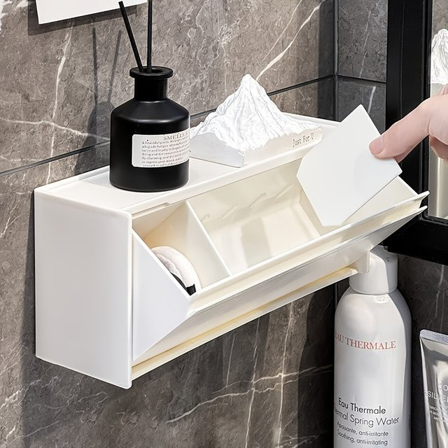 Untior Aufbewahrungsbox für Make-up-Pads und Wattestäbchen, Organizer für Kosmetikpads und Hygieneartikel, Weiß - Bild 1