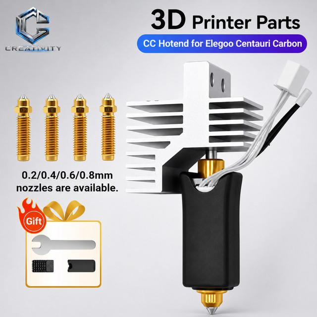 ELEGOO CC Hotend Bimetalldüse mit Keramik-Extruder Kit für Elegoo Centauri in Silber (0,2/0,4/0,6/0,8 mm) - Bild 1