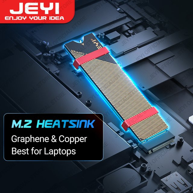 JEYI M.2 NVMe SSD Kühler mit Graphenschicht aus Kupfer in Gold für Laptop, PC und PS5 - Bild 1