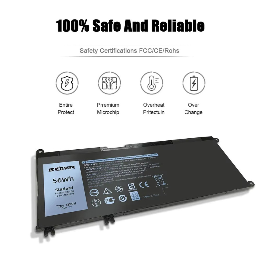 SKOWER Akku 56Wh 33YDH in Schwarz für Dell G3 3579 3779 G5 5587 G7 7588 Inspiron 15 7577 17 7778 7786 Latitude 3380 3490 Vostro 15-7580 - Bild 3