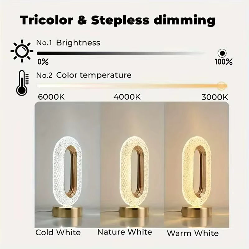 GGbingo 3D Track Kristall Tischlampe mit USB-Anschluss, Transparent/Gold, B/T/H: 26,0 x 10,0 x 10,0 cm - Bild 4