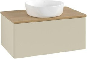 V&B Waschtischunterschrank Antao ohne Frontstruktur in Eiche grau lackiert, B/T/H: 80 x 36 x 50 cm - Bild 1