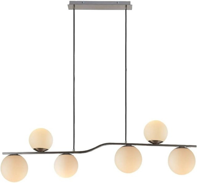Lindby Pendelleuchte Avalyn Modern 6-flammig in Alu-grau mit transparenten Glaskugeln E14 - Bild 1