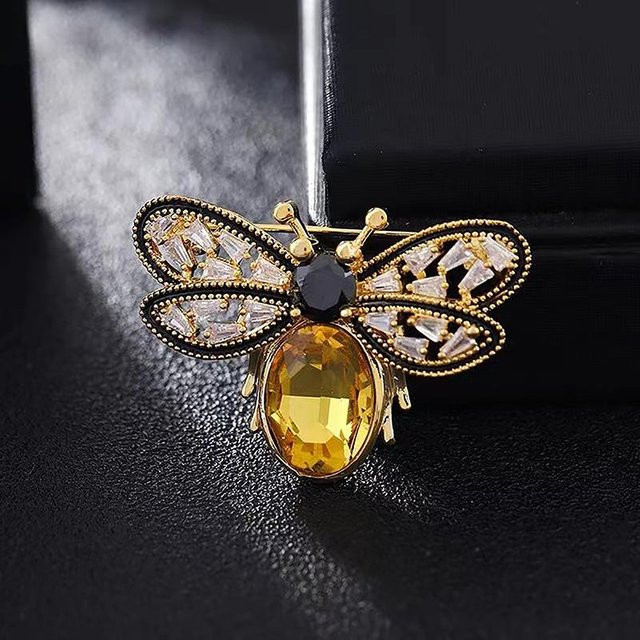 Love Home Garden Brosche Biene, Gold, Kristall, Strass, Damen, Vintage - Bild 1