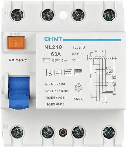Chint FI-Schutzschalter NL210 3-polig 40A 100mA B 10kA 415V - Bild 1