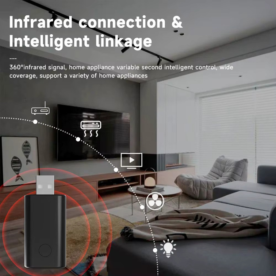 iHseno Intelligente WiFi-IR-Fernbedienung USB-Mini-Universal-Infrarot-Controller in Schwarz, kompatibel mit Alexa und Google Assistant über Tuya Smart Home - Bild 5