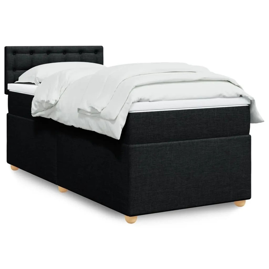 vidaXL Boxspringbett mit Matratze Schwarz B/T: 100 x 200 cm, Hybrid-Design mit USB-Ladeport und Unterbettbeleuchtung - Bild 2