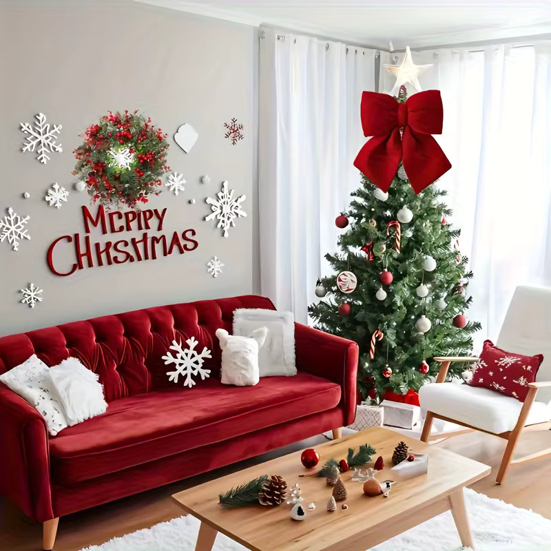 DUTRIEUX Weihnachtsdekoration mit roter Schleife aus Textil für Weihnachtsbaum und Party - Bild 3
