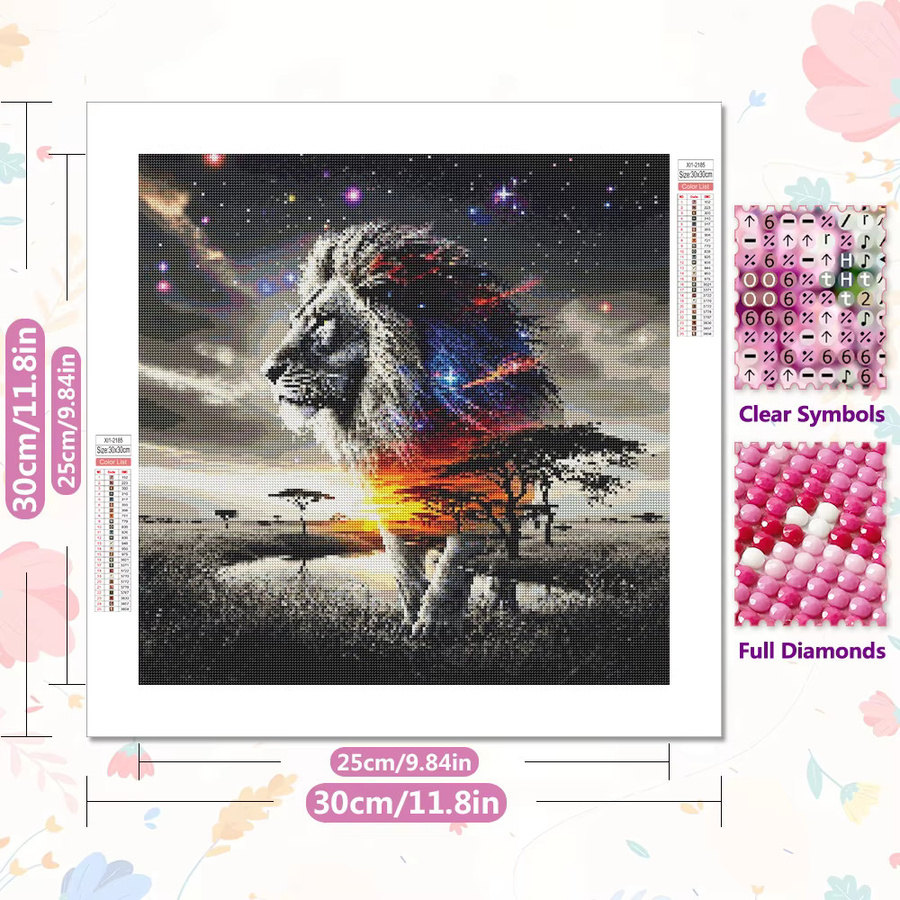 EverShine Diamant Mosaik Löwe DIY 5D Stickerei Set mit runden Steinen in Multicolour, Breite: 20 cm, Höhe: 20 cm - Bild 2
