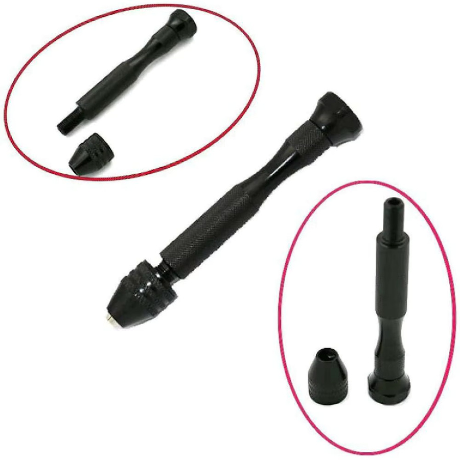 TOP-MAX Mini-Handbohrmaschine aus Aluminium in Schwarz mit Schnellspannbohrfutter-Set - Bild 2
