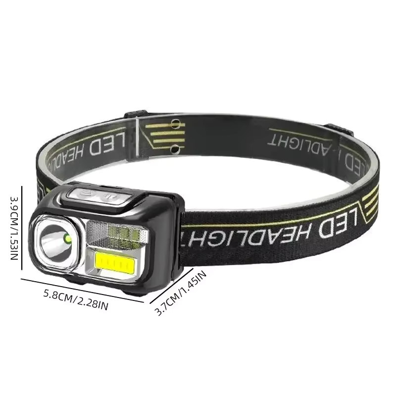 ESMARTER LED Stirnlampe mit Bewegungssensor und USB-Aufladung, Schwarz/Weiß - Bild 2