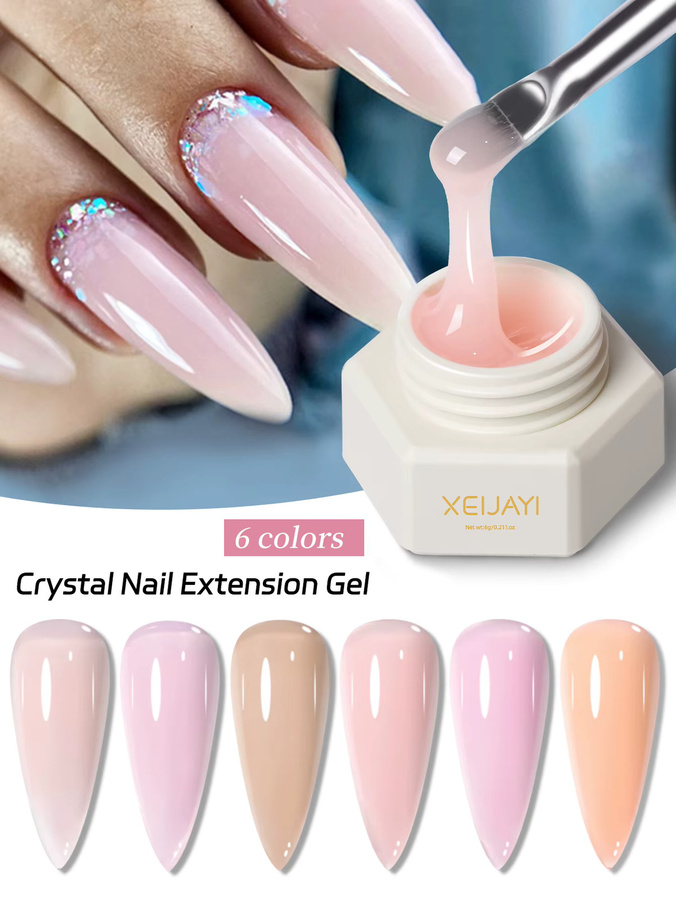 XEIJAYI Poly-Gel Nagelverlängerungsgel, 6 Farben, Pinkish White, 6g - Bild 2