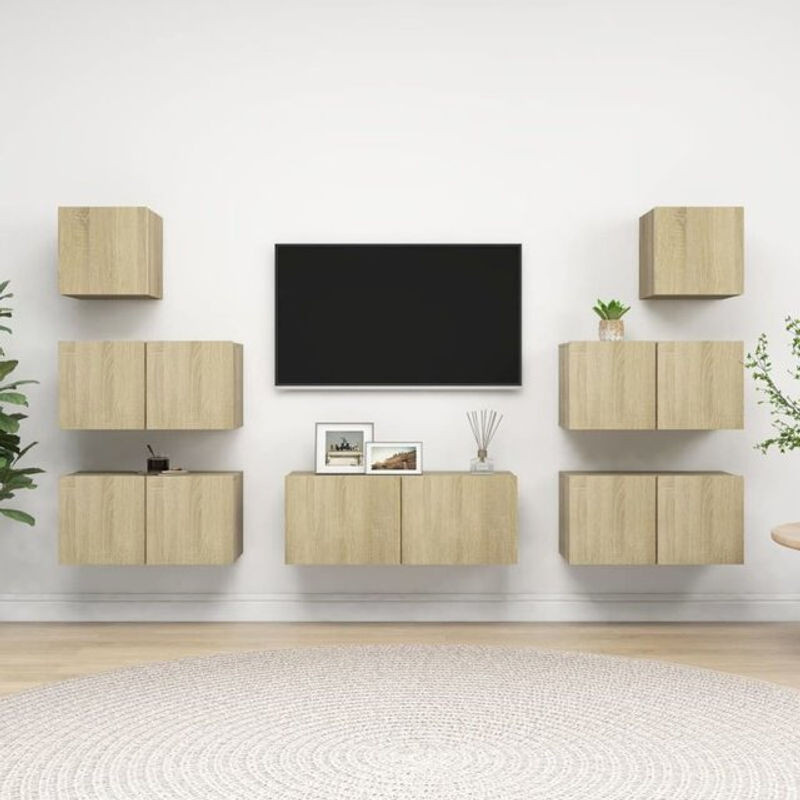 Vidaxl 7-teiliges TV-Schrank-Set in Sonoma-Eiche Braun im modernen und minimalistischen Design - Bild 1