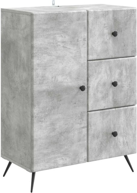vidaXL Sideboard modern in Betongrau aus Holzwerkstoff, B/T/H: 66 x 34,5 x 90 cm - Bild 1
