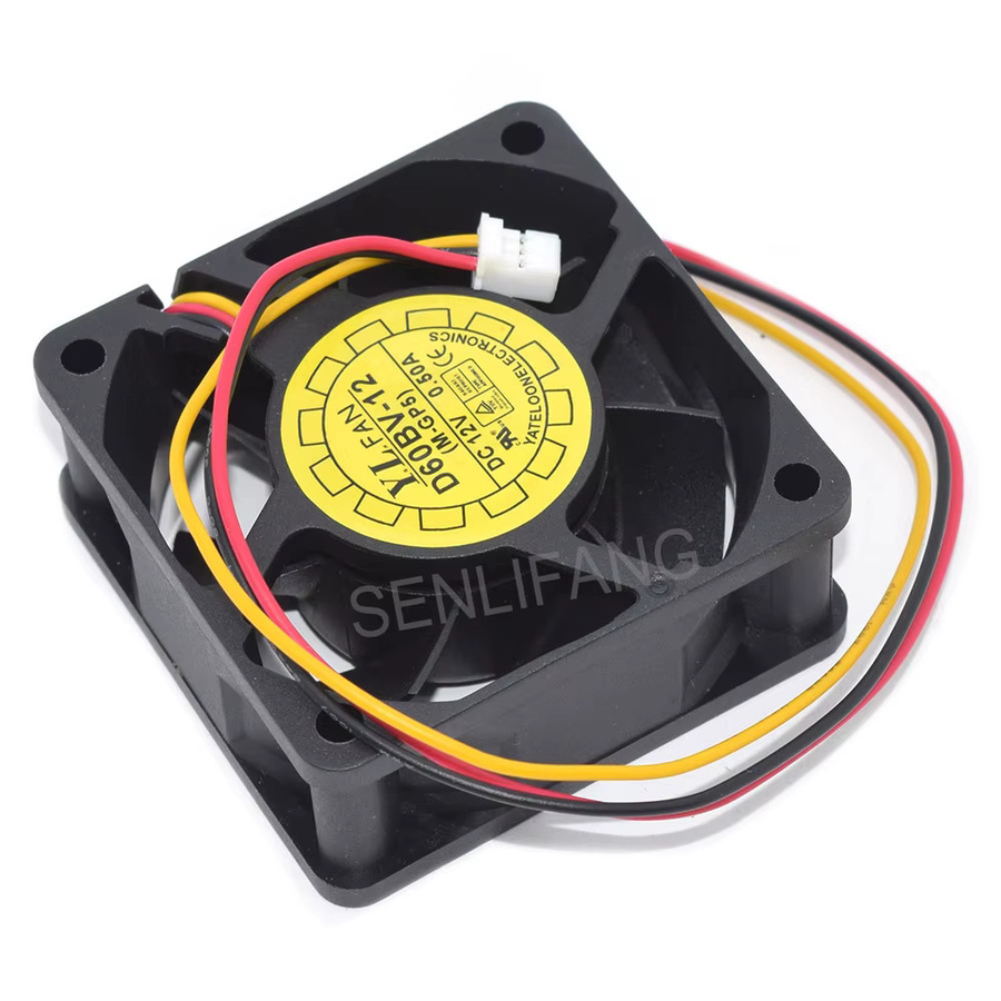 SENLIFANG Lüfter D60BV-12 in Schwarz, DC12V, 0,50A, 3-Pin, B/T/H: 6,0 x 6,0 x 2,5 cm - Bild 3