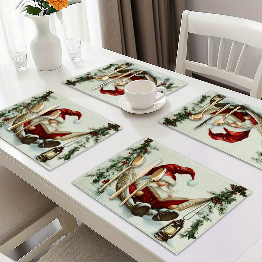 VIKAMA 4-teiliges Weihnachtsmann Tischset Set mit grafischem Design in Mehrfarbig - Bild 4