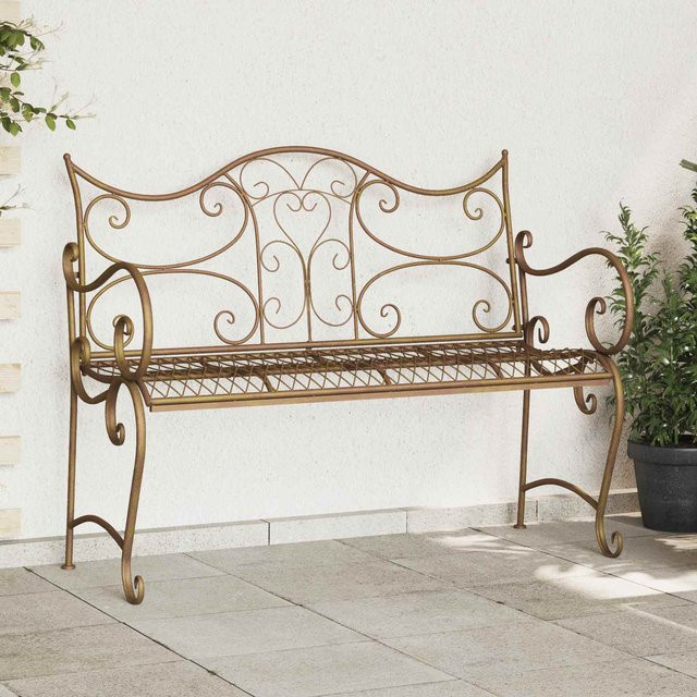 Yiwydaa Gartenbank 2-Sitzer aus Stahl in Antikbraun, B/T/H: 114 x 56,5 x 90 cm - Bild 1