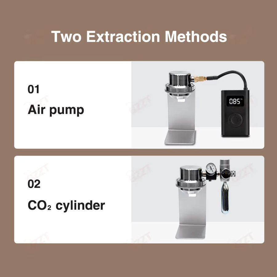 GZZT D001 Pneumatische Espressomaschine für Outdoor und unterwegs aus Edelstahl mit Manometer in Silber - Bild 3