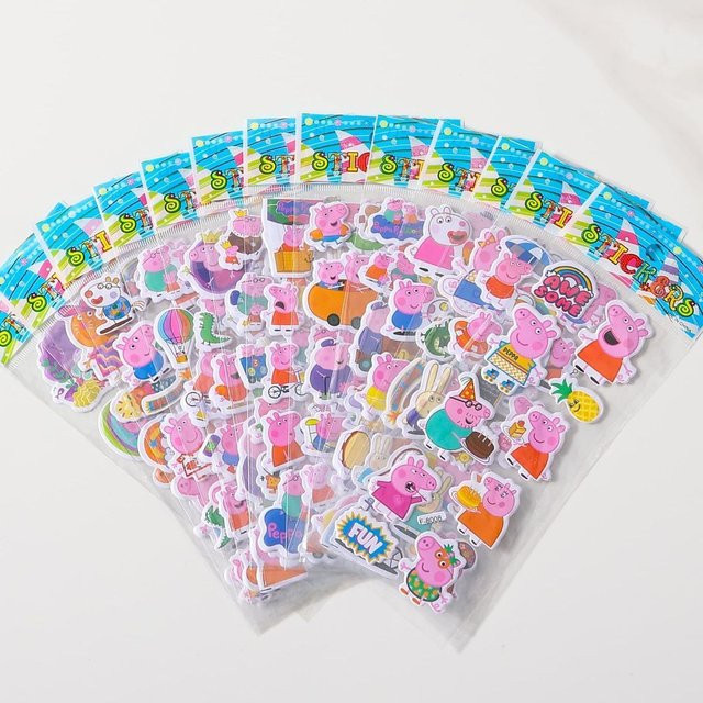 Peppa Pig 3D Wandaufkleber von Hasbro, bunte Cartoon-Blasenaufkleber für Kinder - Bild 1