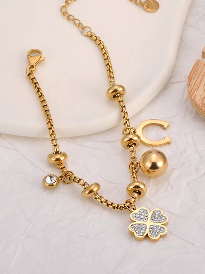 Lokaer Charm-Armband Edelstahl, Gold, Zirkonia, Damen - Bild 1