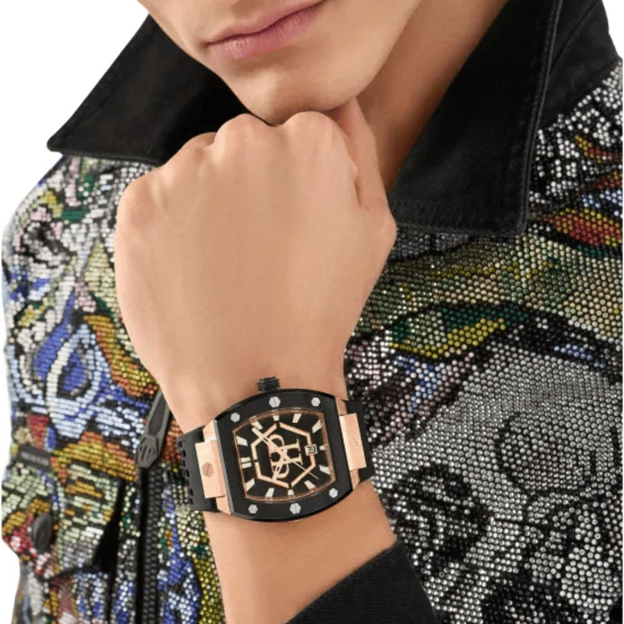 Philipp Plein Herrenuhr The Hexagon Phantom, Quarz, Edelstahl, 44 mm, Schwarz - Bild 3