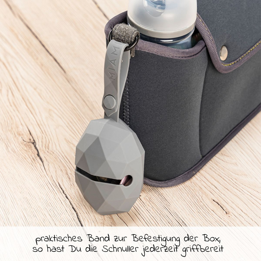 MiaMia Silikon-Schnullerbox und Schnullerhalter 2er Pack Diamant in Grau Hellgrau B/T/H: 7,5 x 9,0 x 5,0 cm - Bild 2
