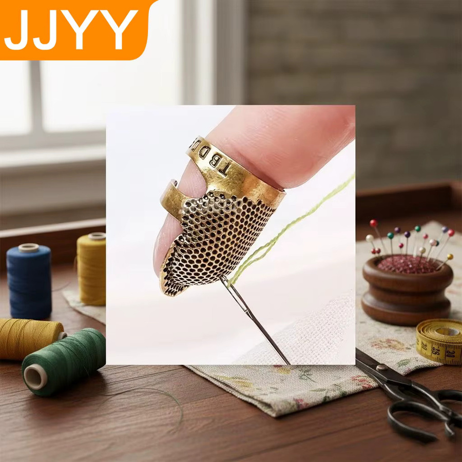 STONEGO Vintage Metall-Fingerhut-Set in Gold, 2 Stück Näh- und Handarbeitszubehör - Bild 5