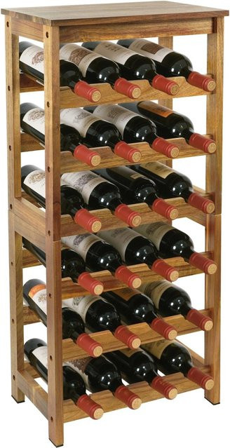 Relaxdays Weinregal aus Akazienholz in Natur, Platz für 24 Flaschen, B/T/H: 82 x 36 x 24 cm - Bild 1