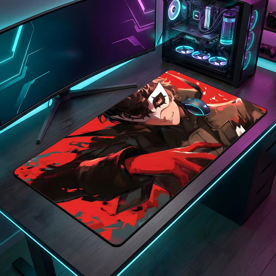 P-persona 5Joker Anime-Mauspad in Schwarz, großes Gaming-Mauspad mit LockEdge als verdickte Tischunterlage für Computer und Tastatur - Bild 3