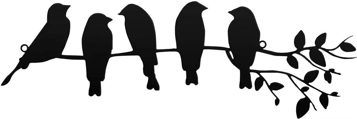 HELLOYOUNG Metall Wanddekoration mit 5 Vögeln auf einem Zweig in Schwarz - Bild 4