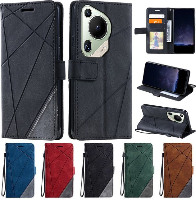 Leder-Flipcase Brieftasche für Huawei Pura 70 Ultra, Pura 70 Pro und Pura 70 Pro Plus in Schwarz - Bild 1