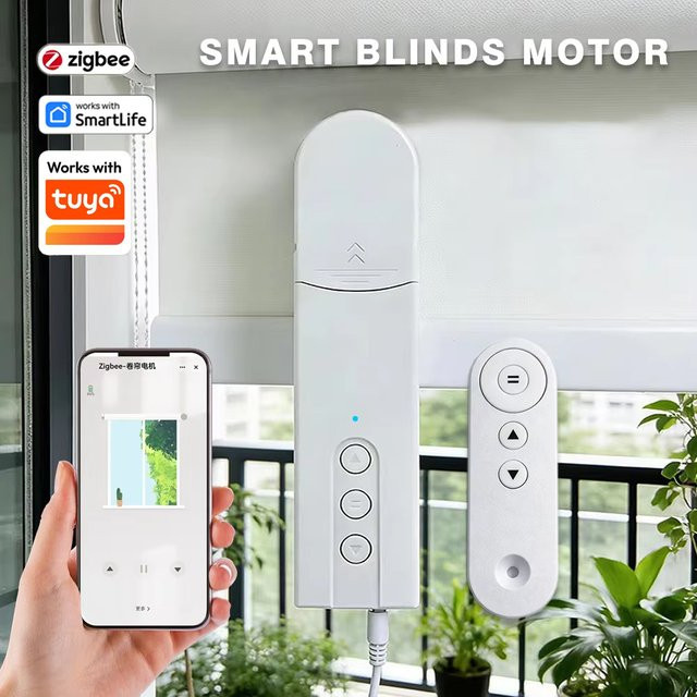 HIMOJO Zigbee Smart Motorisierte Rollos mit WLAN-Antrieb, Elektrischer Vorhangantrieb zur Tuya App-Steuerung, Weiß - Bild 1