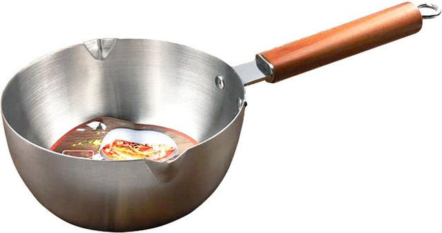 Milchwärmer und Schmelzpfanne von OutsideWorld aus Edelstahl mit Holzgriff, Farbe: Grau, Durchmesser: 22 cm - Bild 1