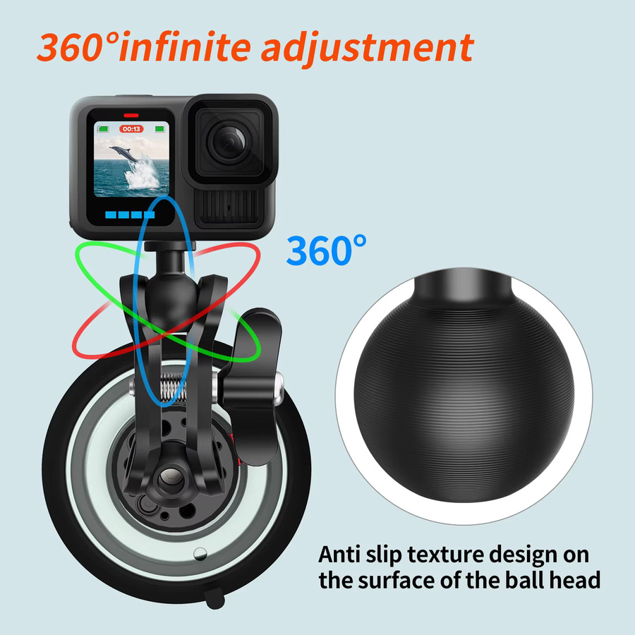 Kugelkopf-Adapter mit 25 mm Kugeldurchmesser und 1/4 M6 ARRI Positionierungsschraube in Schwarz für Garmin Fahrrad-Halterungen und GPS-Mounts - Bild 4