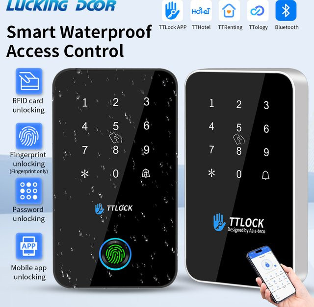 BSTUOKEY IP67 Wasserdicht Smart Lock mit TTlock App, Fingerabdruck, Passcode, Bluetooth und 13,56 MHz Karte, Outdoor Zugangskontrolltastatur in Schwarz oder Silber - Bild 1