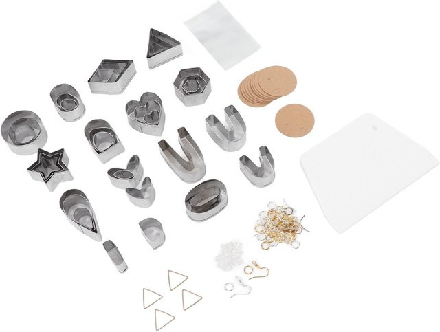 Shoemst Polymer Clay Ausstecher Set mit 30 Kreisformen und 60 Ohrring-Zubehörteilen für die Schmuckherstellung in Weiß und Silber - Bild 1