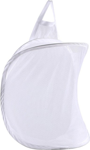 CosyHome Wandmontierte Wäscheaufbewahrungstasche aus Netzgewebe, faltbarer Kleideraufbewahrungskorb für Badezimmer und Wohnheim, Weiß - Bild 1