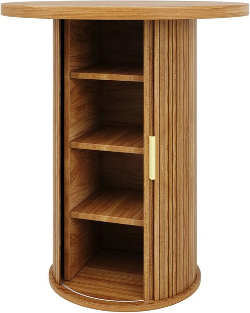 okwish Bartisch mit Stauraum aus MDF und Metall in Natur/Braun, B/T/H: 60 x 60 x 91,6 cm - Bild 1