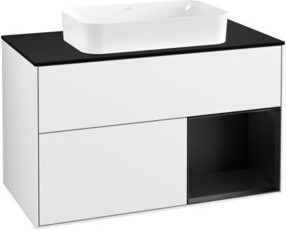 V&B Waschtischunterschrank Finion 100 mit Wandbeleuchtung in Weiß lackiert - Bild 1