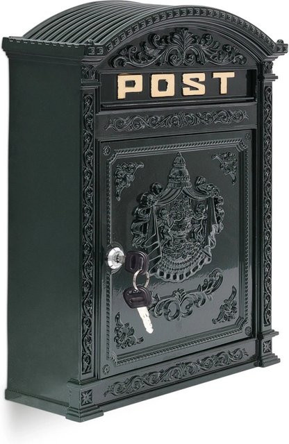 Abschließbarer Wandbriefkasten aus Aluguss von Relaxdays in Grün, B/T/H: 44,5 x 31 x 9,5 cm - Bild 1