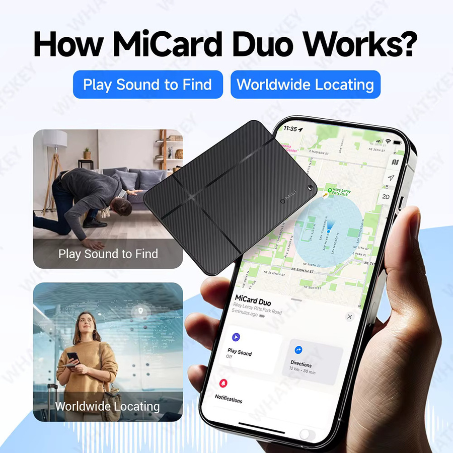 Dual System GPS-Tracker für iOS und Android mit Google Find My Unterstützung, tragbares Anti-Lost Tracking-Gerät in Schwarz - Bild 2