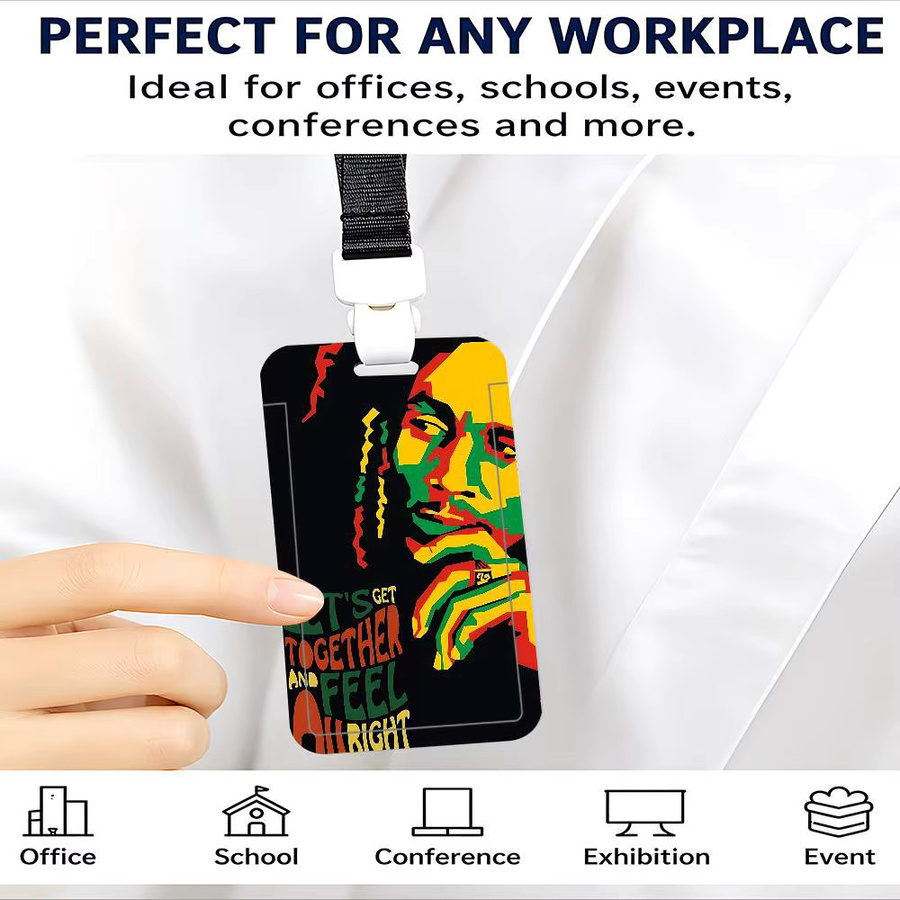 Bob Marley Rasta Löwe Ausweishalter aus PVC in Multicolour mit Öffnung für Schlüsselband - Bild 3