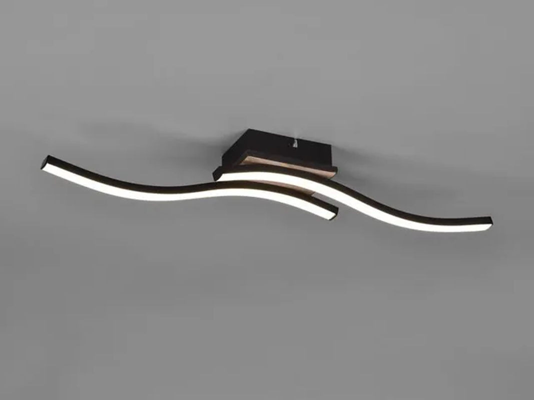 Reality Leuchten LED Deckenleuchte Route Flach Schwarz 2-flammig Warmweiß Breite: 56 cm - Bild 1