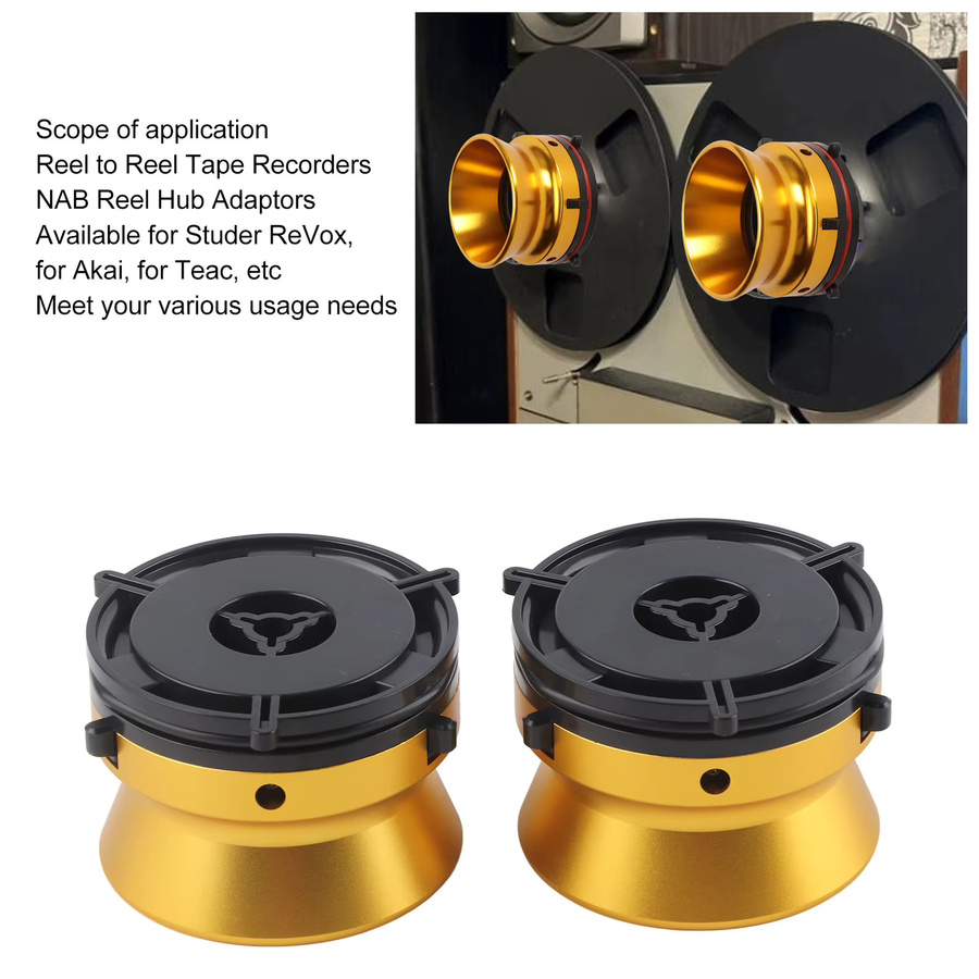 docooler NAB-Nabenadapter Set aus polierter Aluminiumlegierung für Studer, Akai und Teac, 1 Paar, Silber und Gold - Bild 3