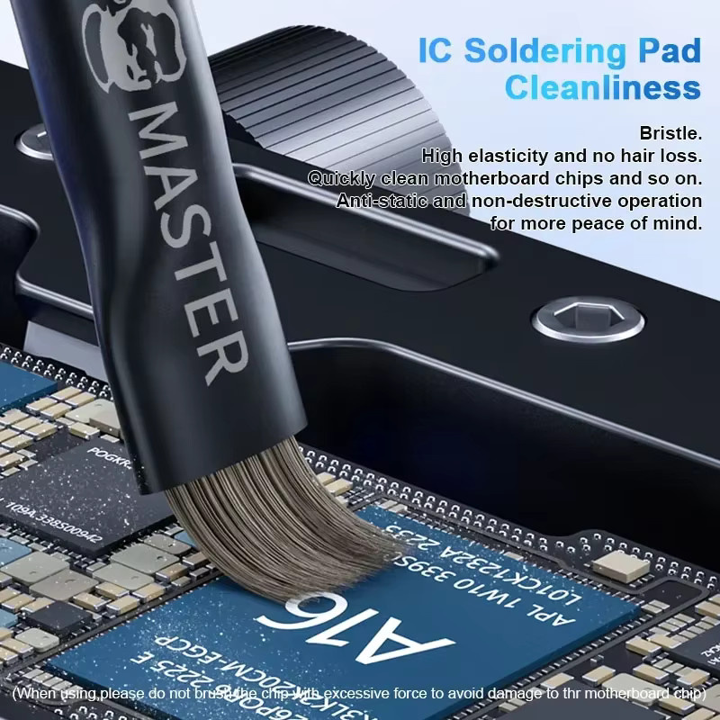 TULX Tragbare Reinigungsbürste für Handy Motherboard und CPU-Pad mit Doppel- und Einzelkopf in Schwarz und Silber - Bild 2