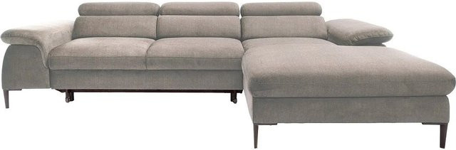 Schlafsofa Sepina von Vente-unique in Taupe mit Samtbezug und L-Form - Bild 1