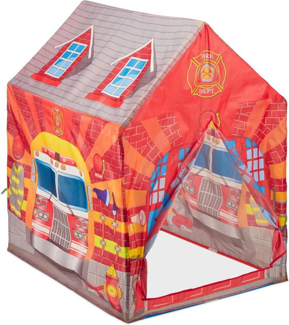 Relaxdays Feuerwehr Kinderzelt Polyester ab 3 Jahren - Bild 1