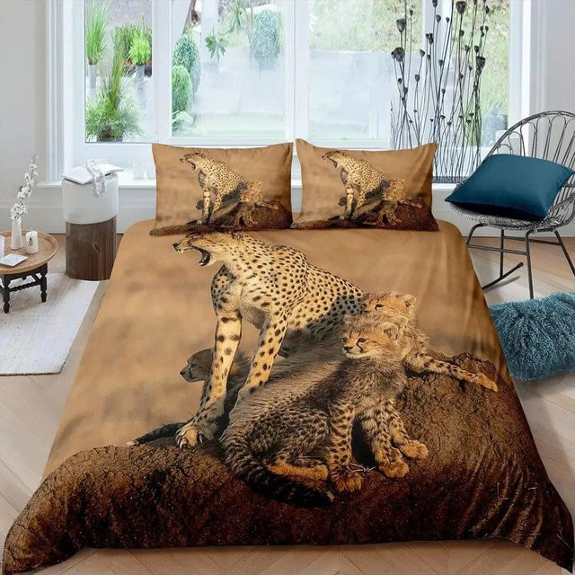 Lodestar Bettwäscheset Leoparden-Design mit Bettbezug und Kissenbezug, Farbe Braun, B/H: 140 x 210 cm - Bild 1